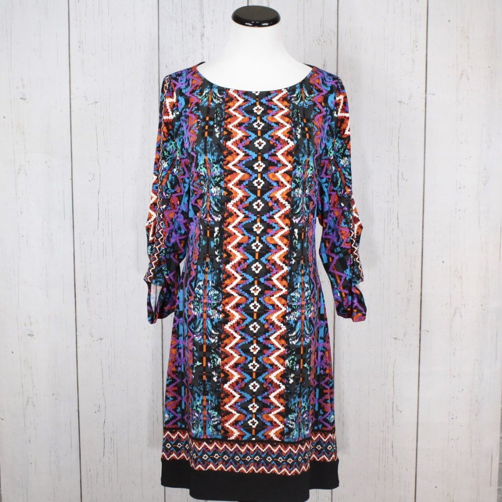 Laundry by Shelli Segal Retro Geometric Long Sleeve Shift Dress 4